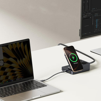 Baseus Nomos ND11 QI 6in1 -latausasema, 67W, 3.35A, 1 x USB-A - 2 x USB-C - 2 x Schuko, Musta P80015804213-00