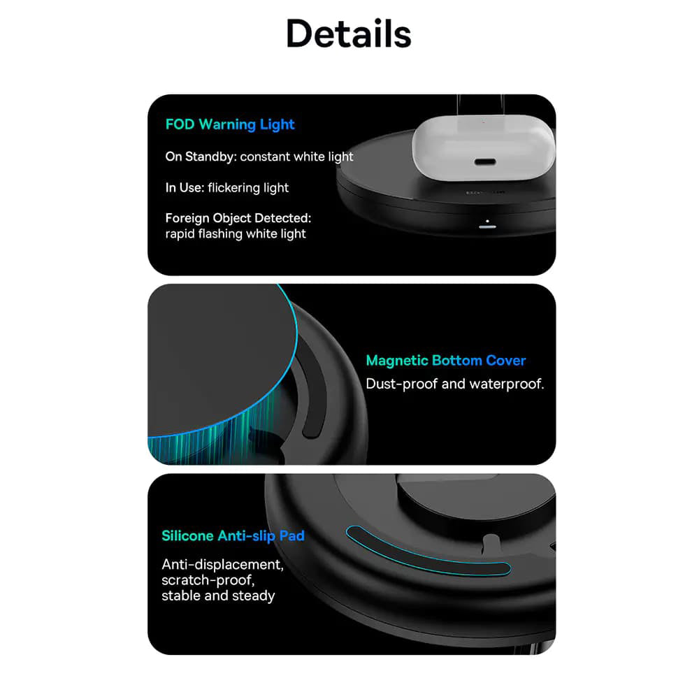 Baseus Swan 3in1 langaton latausasema, 20W, 1.67A, P10221302113-Z1