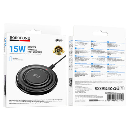Borofone BQ40 Crown Wireless Network Charger, 15W, 1.67A, Black