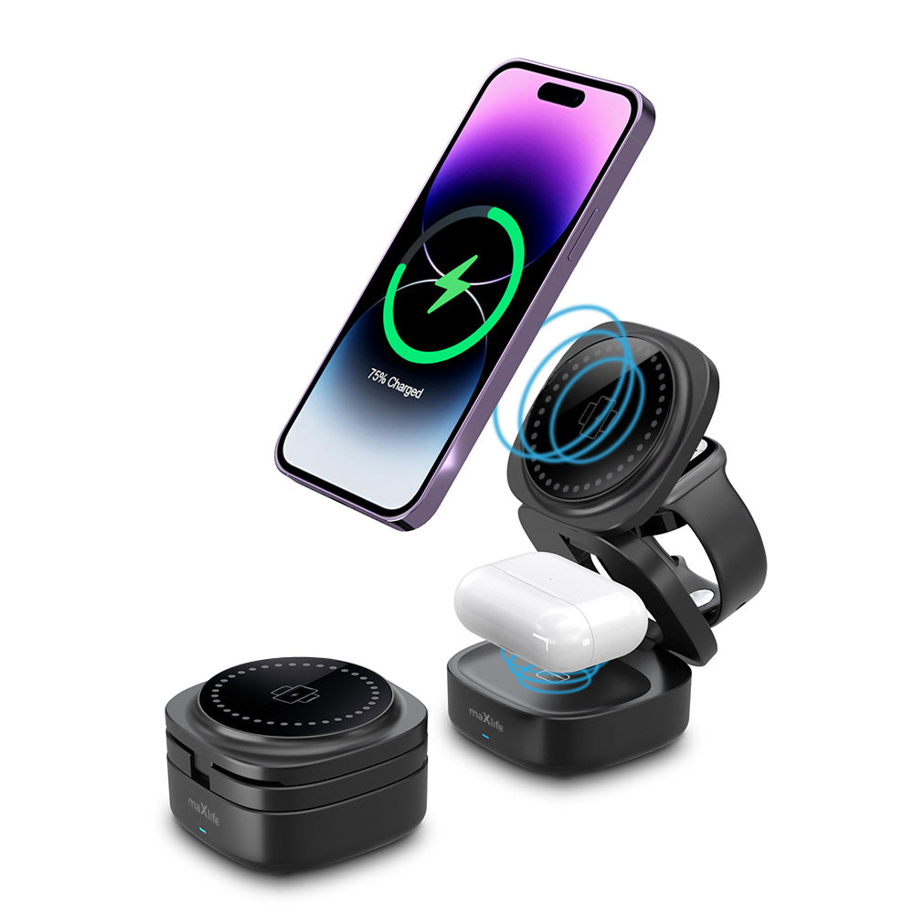 MaXlife MXWC-06 3in1 Wireless Network Charger, 15W, 1.67A, Black
