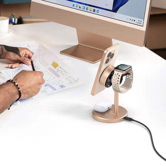 Langaton McDodo CH-2463 Swan 3in1 -verkkolaturi, 22.5W, 1.67A, Kulta