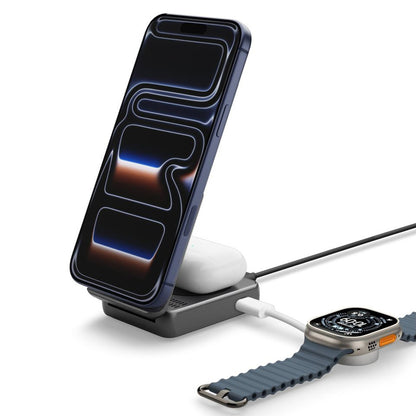 Spigen EF302MOQ 3in1 langaton verkkolaturi, 25W, 1 x USB-C, Harmaa