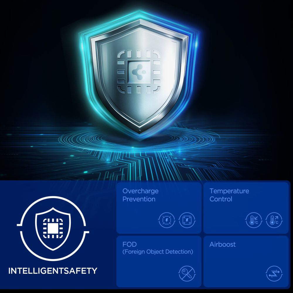 Spigen EF302MOQ 3in1 langaton verkkolaturi, 25W, 1 x USB-C, Harmaa