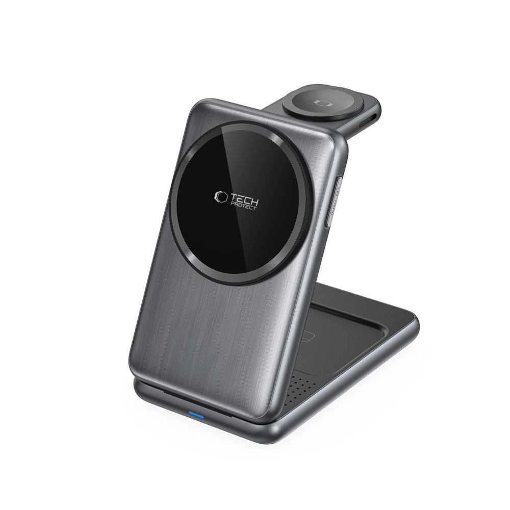 Langaton Tech-Protect A42 3in1 -verkkolaturi, 15W, 1.67A, Harmaa