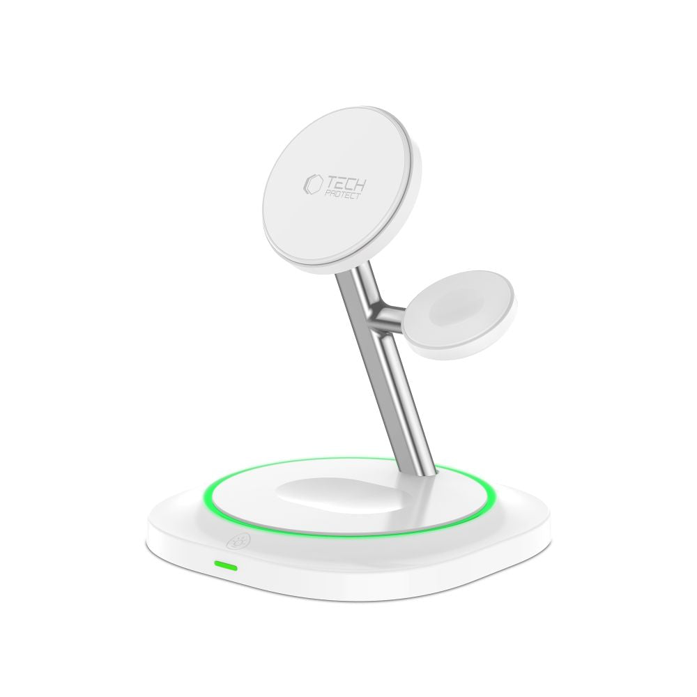 Incarcator Retea Wireless Tech-Protect QI15W-A46 3in1, 15W, 1.67A, Alb
