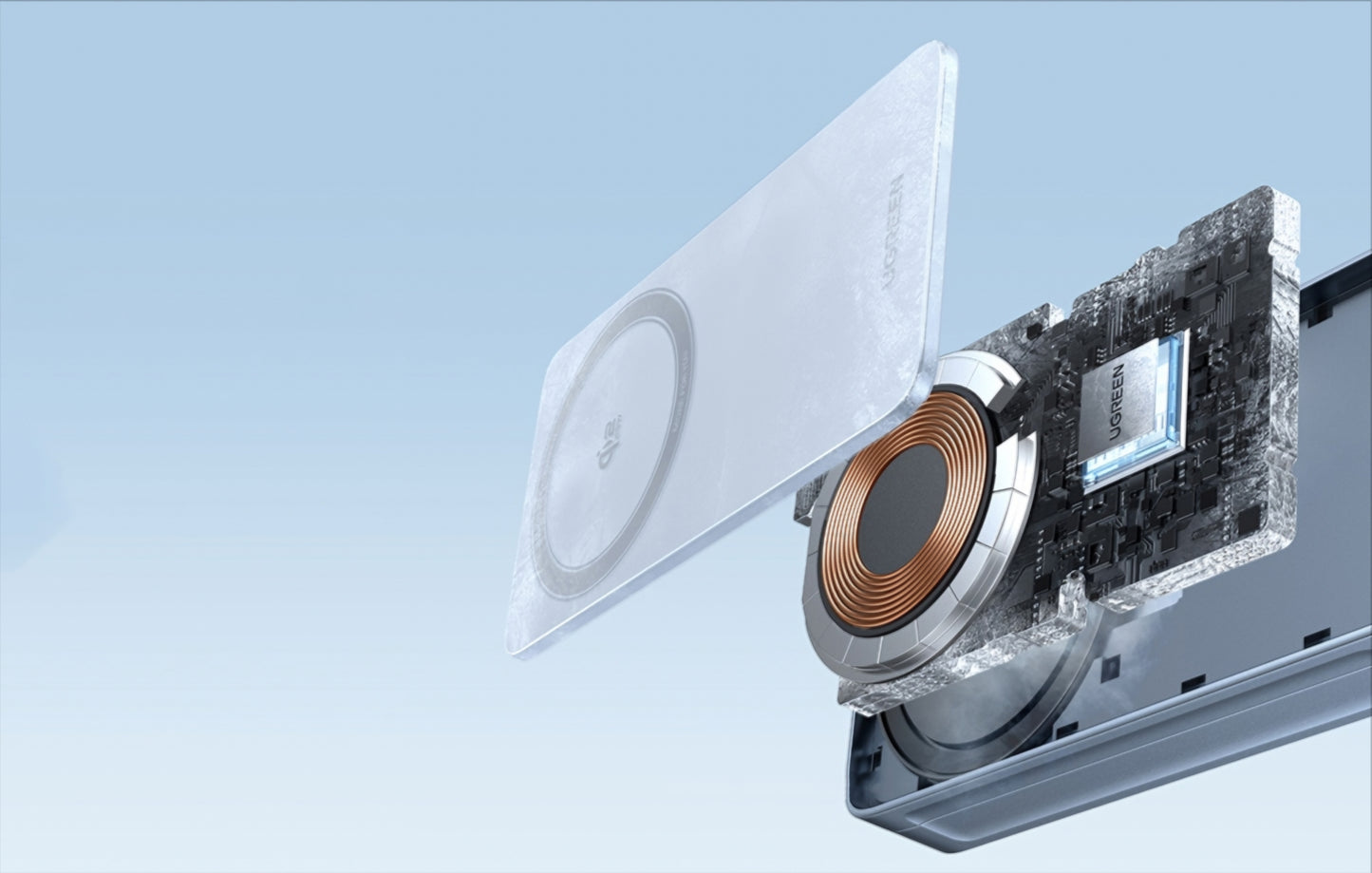 UGREEN MagFlow 2in1 25W langaton verkkolaturi, Sininen