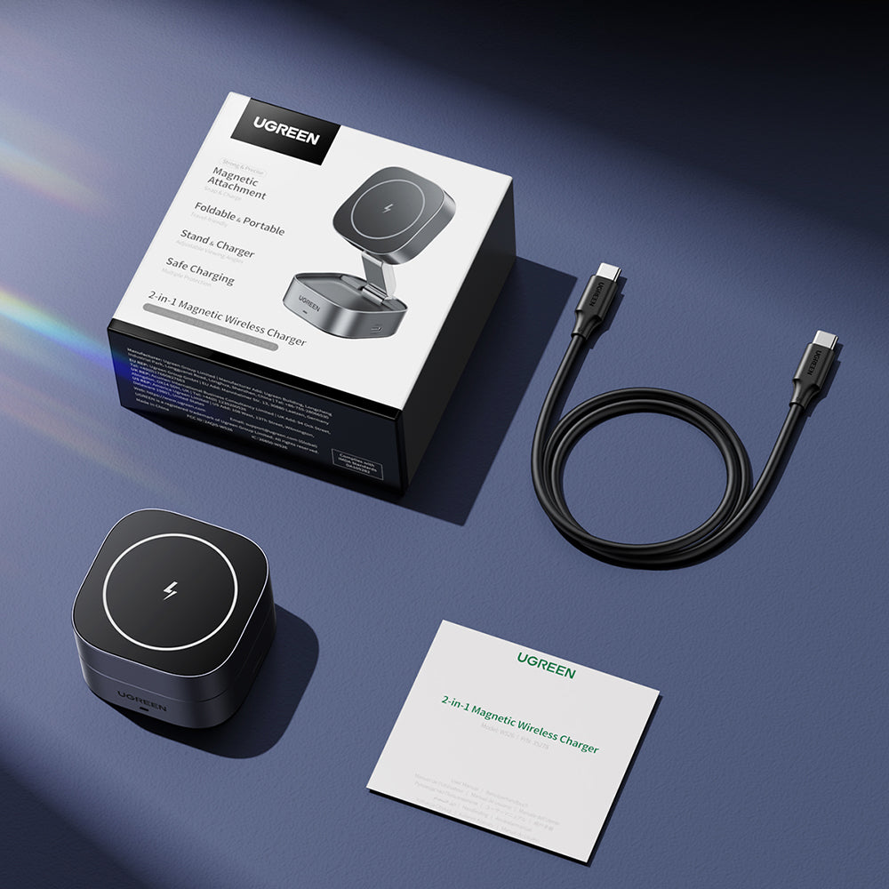 UGREEN W526 3in1 Langaton Verkkolaturi, 20W, 1.67A, 1 x USB-C, Musta