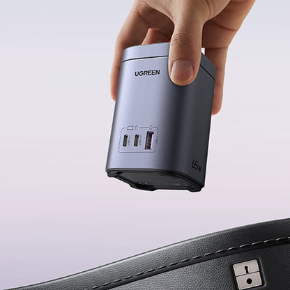UGREEN X555 4in1 Wireless Network Charger, 65W, 3.25A, 1 x USB-A - 2 x USB-C, Gray