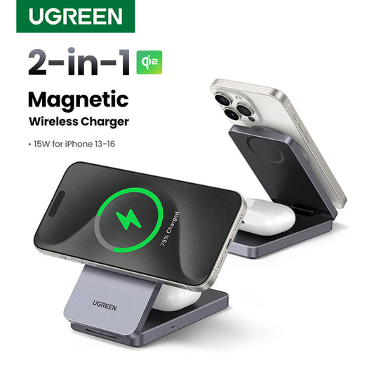 UGREEN W706 2in1 Langaton Verkkolaturi, 20W, 1.67A, Musta
