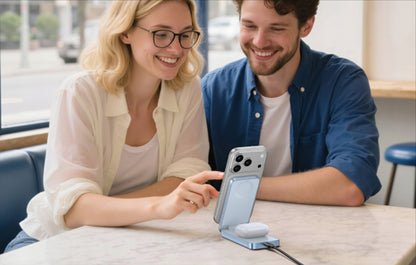 UGREEN MagFlow 2in1 25W langaton verkkolaturi, Sininen