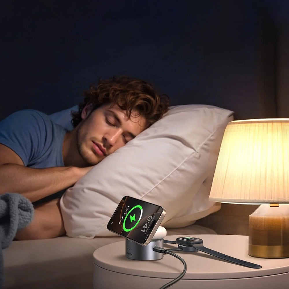 UGREEN W712 (65148) 3in1, 25W, 1.67A, Harmaa langaton verkkolaturi