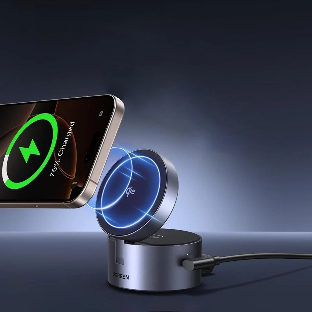 UGREEN W712 (65148) 3in1, 25W, 1.67A, Harmaa langaton verkkolaturi