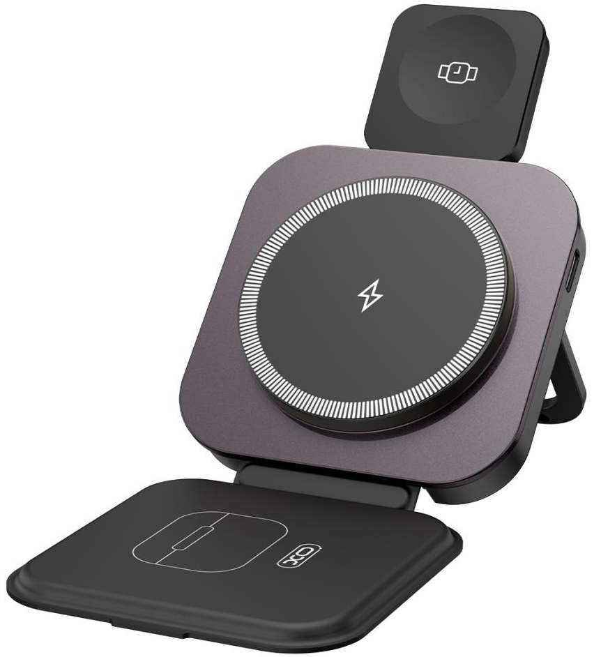 Langaton verkkolaturi XO Design CX035 3in1, 15W, 1.67A, Musta