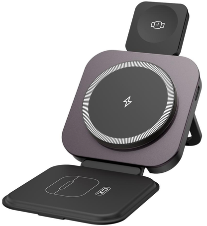 Langaton verkkolaturi XO Design CX035 3in1, 15W, 1.67A, Musta