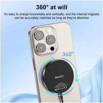 Yesido DS21 langaton verkkolaturi, 15W, 1.67A, Musta