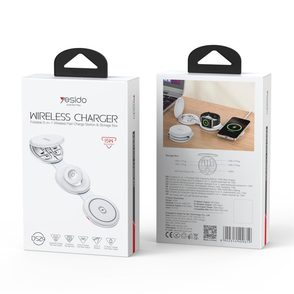 Yesido DS29 5in1 Wireless Network Charger, 15W, 1.67A, White