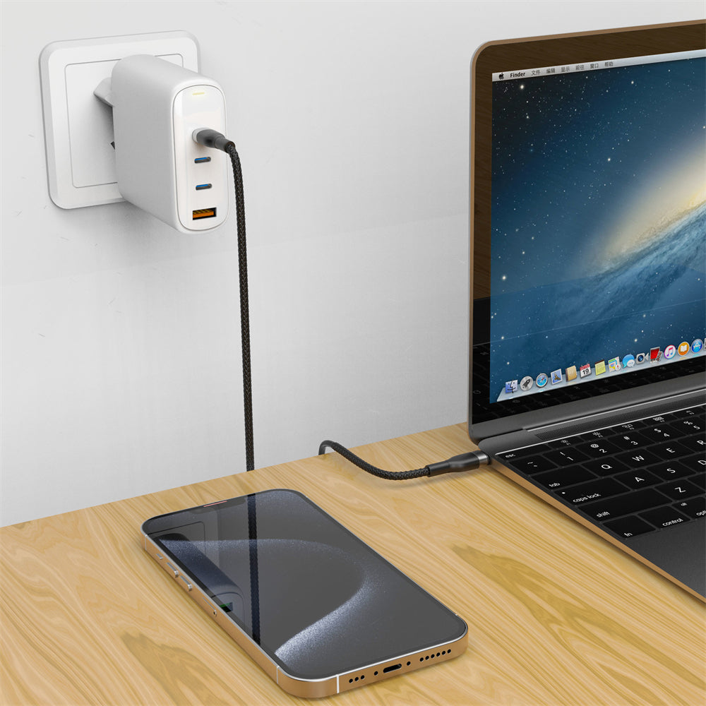 Verkkolaturi WiWu Wi-U020, 120W, 3A, 1 x USB-A - 3 x USB-C, valkoinen 