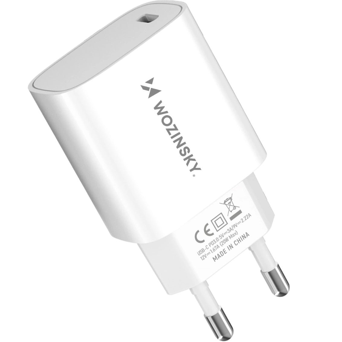 Verkkolaturi WZK WGWCCW, 20W, 3A, 1 x USB-C, Valkoinen