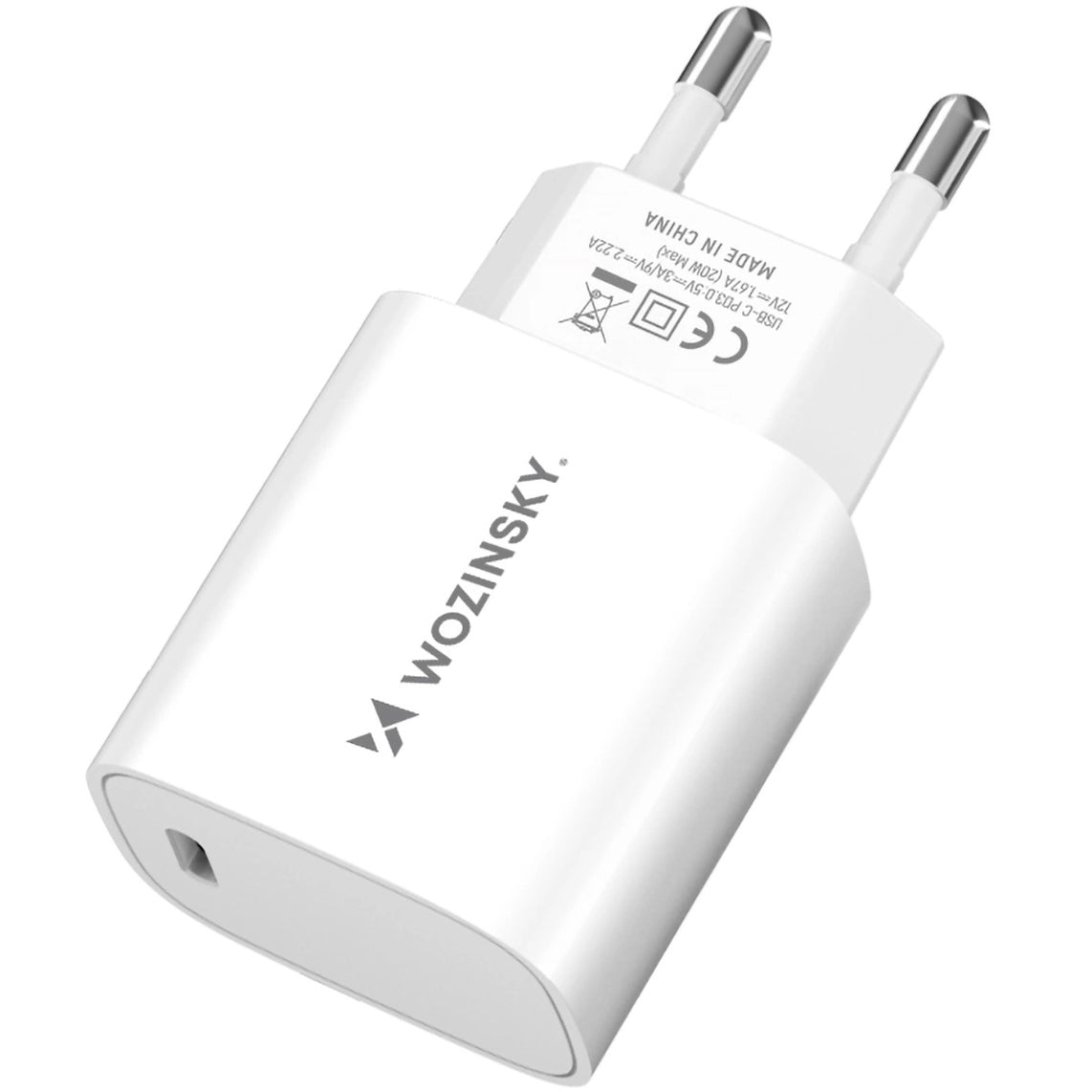 Verkkolaturi WZK WGWCCW, 20W, 3A, 1 x USB-C, Valkoinen