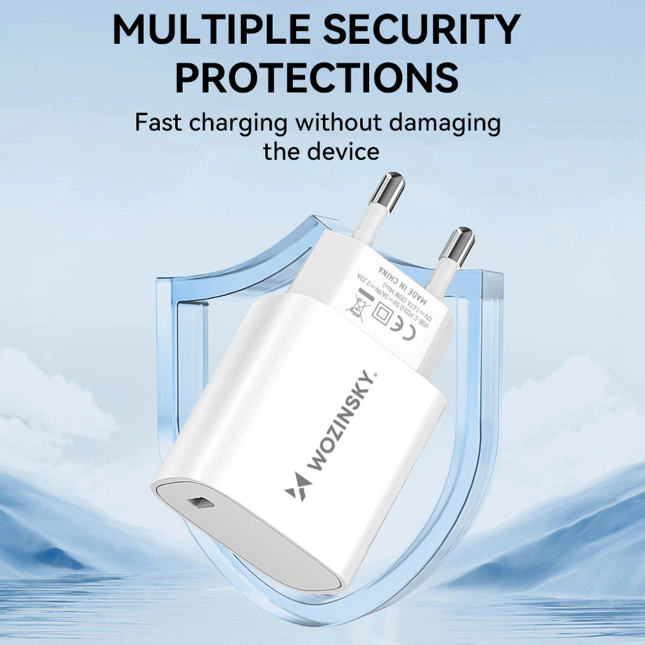 Verkkolaturi WZK WGWCCW, 20W, 3A, 1 x USB-C, Valkoinen