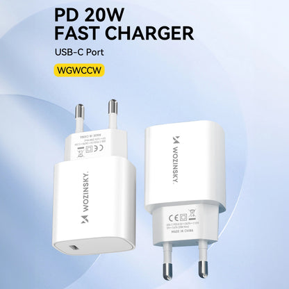 Verkkolaturi WZK WGWCCW, 20W, 3A, 1 x USB-C, Valkoinen