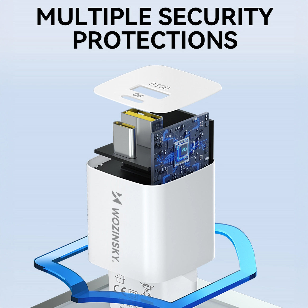 WZK WWCEAC -verkkolaturi, 33W, 3A, 1 x USB-A - 1 x USB-C, Valkoinen