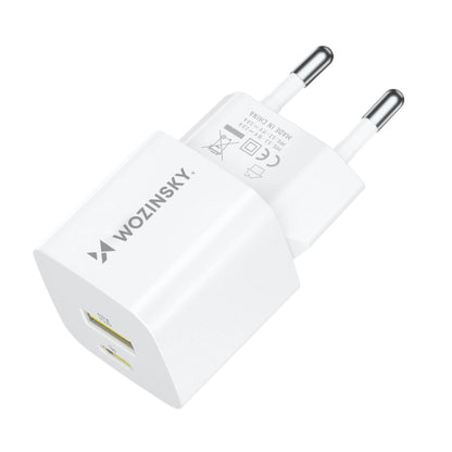 WZK WWCEAC -verkkolaturi, 33W, 3A, 1 x USB-A - 1 x USB-C, Valkoinen