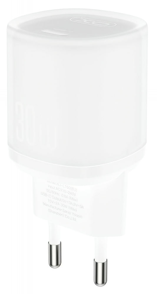 XO Design L150 Verkkolaturi, 30W, 3A, 1 x USB-C, Valkoinen