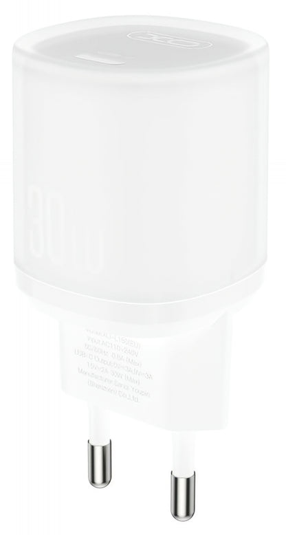 XO Design L150 Verkkolaturi, 30W, 3A, 1 x USB-C, Valkoinen