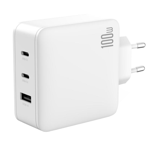 XO Design CE14 verkkolaturi, 100W, 3,25A, 1 x USB-A - 2 x USB-C, valkoinen