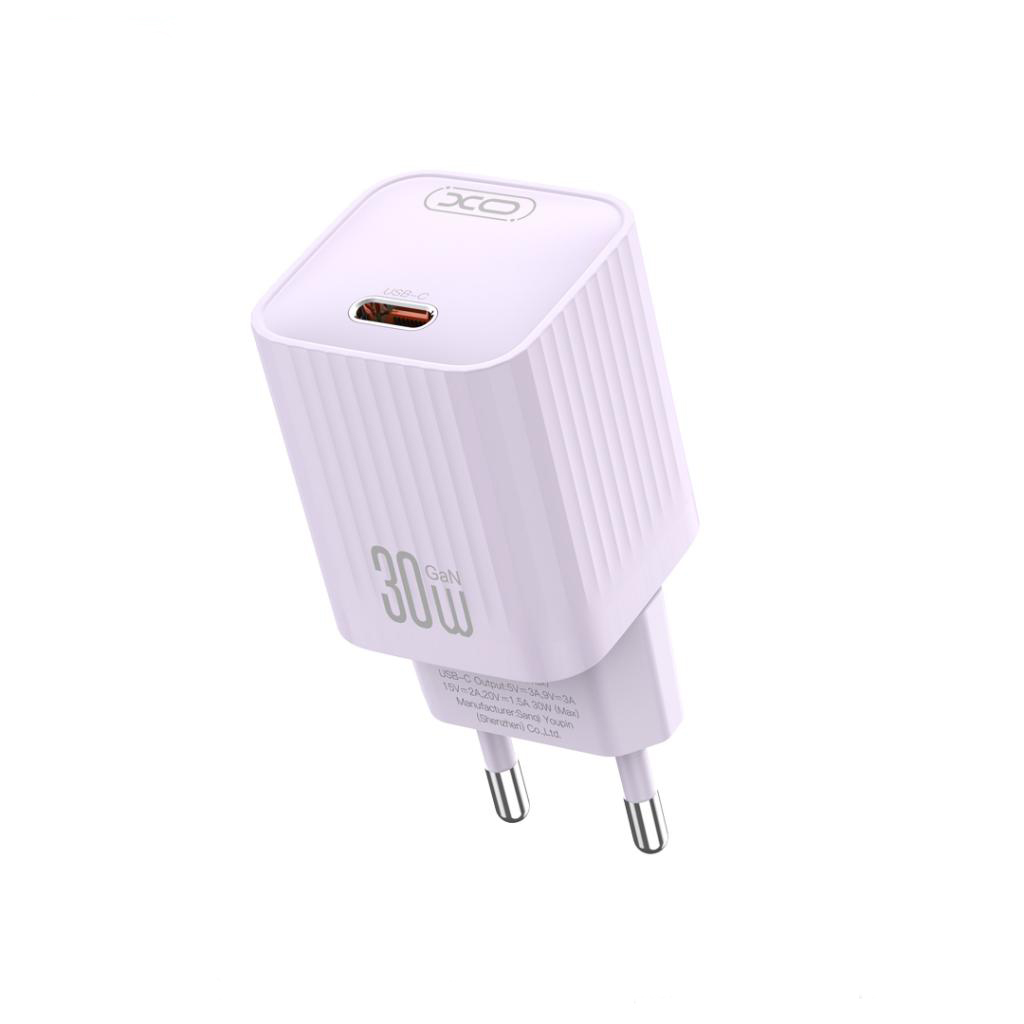 XO Design L148 verkkolaturi, 30W, 3A, 1 x USB-C, Violetti