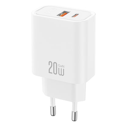 XO Design CE40 verkkolaturi, 20W, 3A, 1 x USB-A - 1 x USB-C, valkoinen