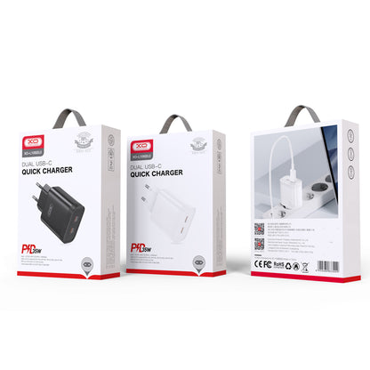 Network Charger XO Design L105, 35W, 3A, 2 x USB-C, Black 