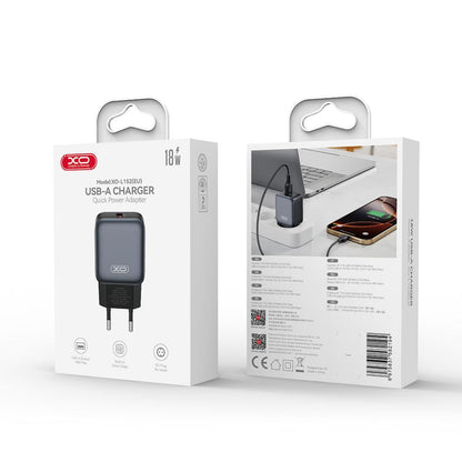 XO Design L152 -verkkolaturi, 18W, 3A, 1 x USB-A, Musta
