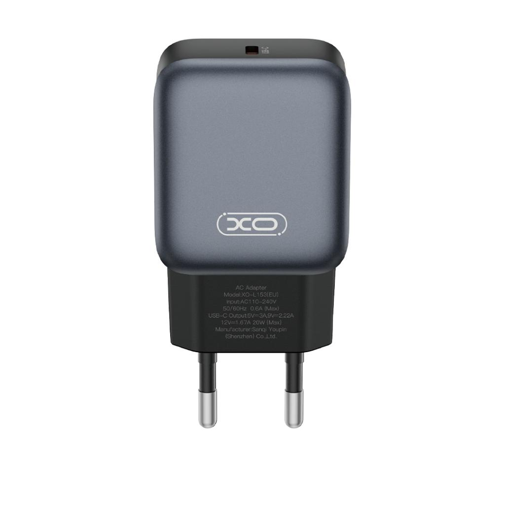 XO Design L153 -verkkolaturi, 20W, 3A, 1 x USB-C, Musta