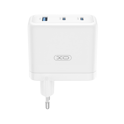 XO Design CE35 -verkkolaturi, 100W, 5A, 1 x USB-A - 2 x USB-C, Valkoinen