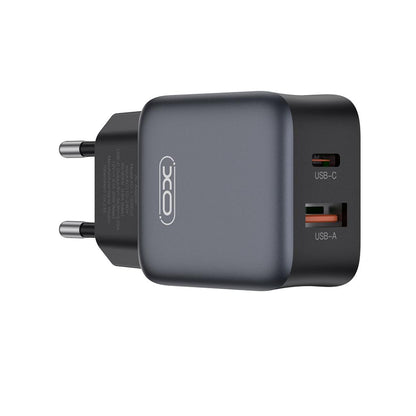 XO Design L156 Verkkolaturi, 30W, 3A, 1 x USB-A - 1 x USB-C, Musta
