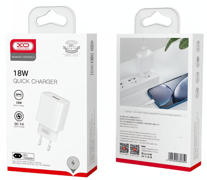 XO Design CE02D Verkkolaturi, 18W, 3A, 1 x USB-A, Valkoinen