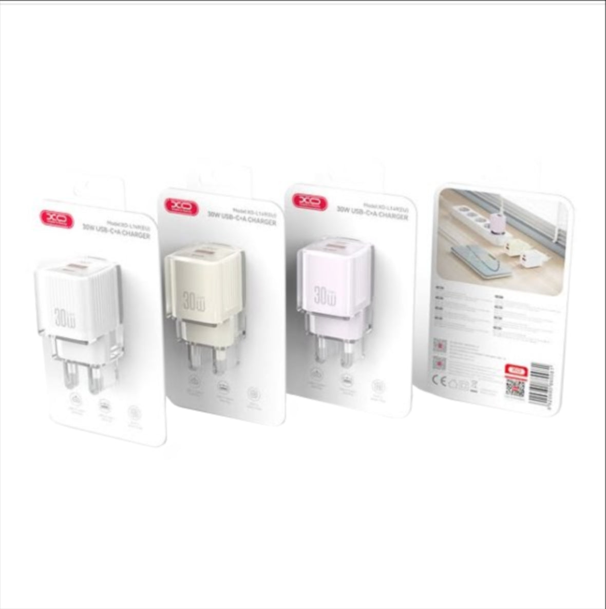XO Design L148 verkkolaturi, 30W, 3A, 1 x USB-C, Violetti
