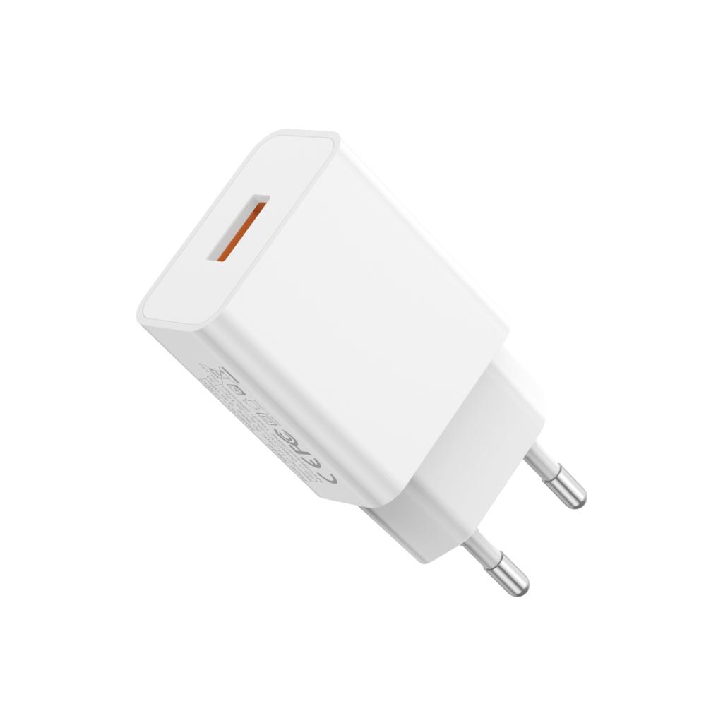 XO Design L127 Network Charger, 18W, 3A, 1 x USB-A, White
