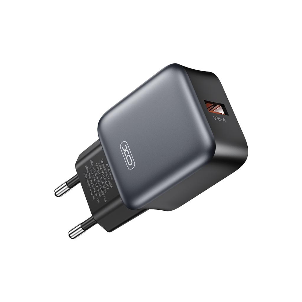 XO Design L152 -verkkolaturi, 18W, 3A, 1 x USB-A, Musta