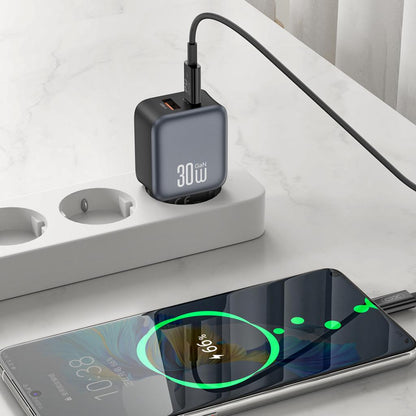 XO Design L156 Verkkolaturi, 30W, 3A, 1 x USB-A - 1 x USB-C, Musta