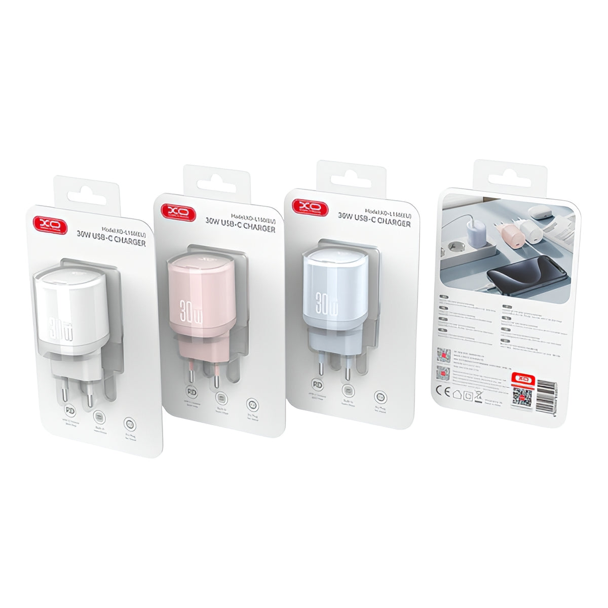 XO Design L150 Verkkolaturi, 30W, 3A, 1 x USB-C, Valkoinen