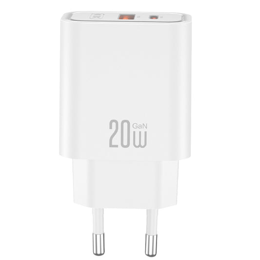 XO Design CE40 verkkolaturi, 20W, 3A, 1 x USB-A - 1 x USB-C, valkoinen