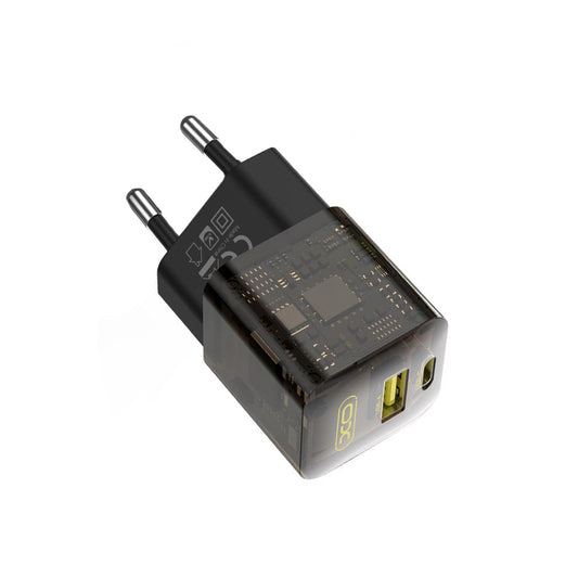 XO Design CE05 -verkkolaturi, 30W, 3A, 1 x USB-A - 1 x USB-C, Ruskea