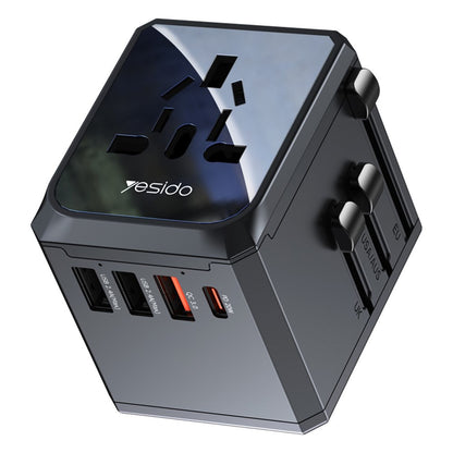Yesido MC24 Travel -verkkolaturi, 20W, 3A, 3 x USB-A - 1 x USB-C, Musta