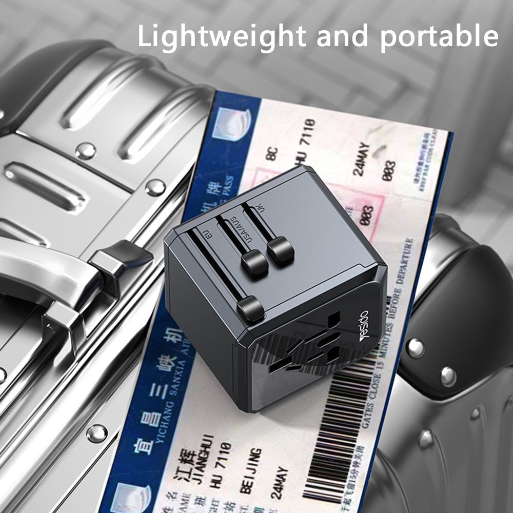 Yesido MC24 Travel -verkkolaturi, 20W, 3A, 3 x USB-A - 1 x USB-C, Musta