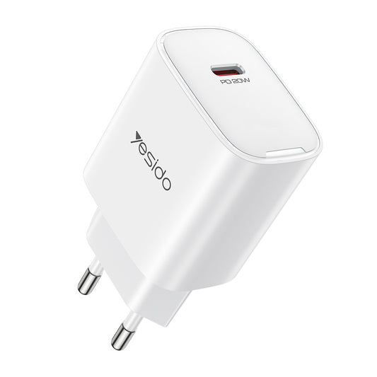 Yesido YC01E Verkkolaturi, 20W, 3A, 1 x USB-C, Valkoinen