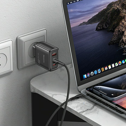 Yesido YC144 -verkkolaturi, 65W, 3.25A, 1 x USB-A - 2 x USB-C, Musta