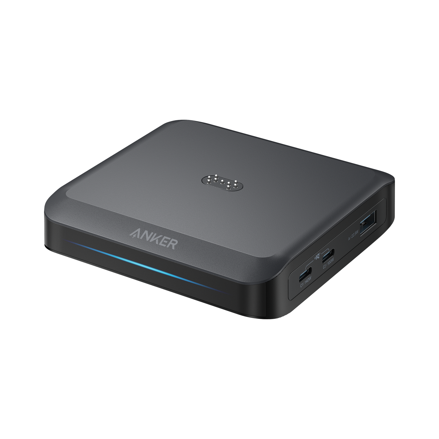 Anker Prime -ulkoinen akkulaturi, 150W, 5A, 1 x Pogo Pin - 1 x USB-A - 2 x USB-C, Musta A1903G11